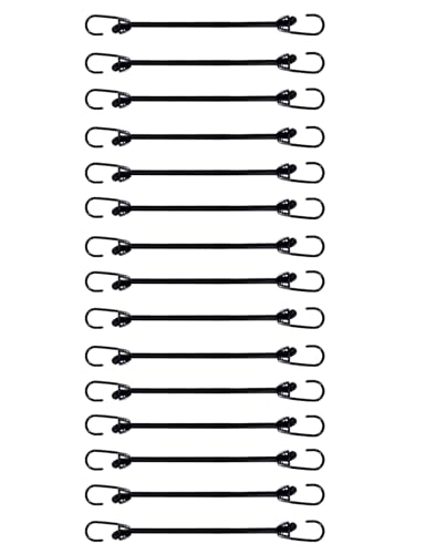 Joneaz Mini Bungee Cord with Hooks 4 Inch, Plastic Coated, Without Sharp Hook End, 15 Piece