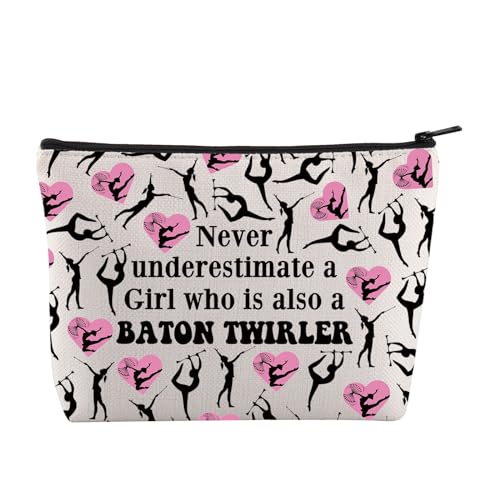 JYTAPP Baton Twirler Cosmetic Bag Twirl Dancing Gift Majorette Gift Never Underestimate a is a Baton Twirler Makeup Bag