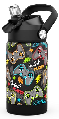 Ntswasd Borraccia Termica Bambini,in Acciaio Inox,350 Ml,senza Bpa,bottiglia Acqua Con Cannuccia A Prova Di Perdite,per...