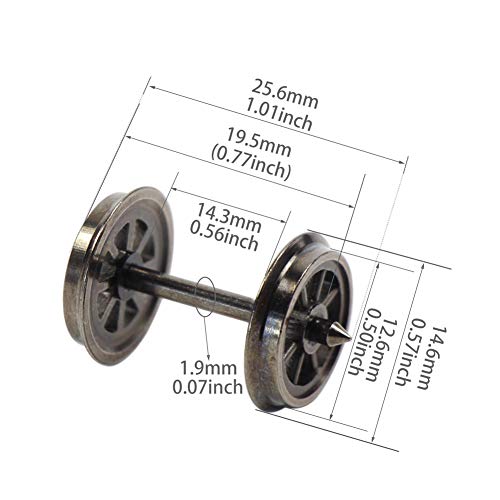 HP1487 12pcs HO Scale 38'' Metal Wheels for Model Trains 1:87 DC Wheels Set Railway Layout - Thumbnail 4