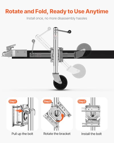Image of VEVOR Trailer Jack with Wheel, 1000 lbs Load Capacity, Heavy Duty Swivel Boat Trailer Jack with PP Single Wheel & Ergonomic Handle, 10-inch Lift, Fit for RVs, Boats, Horse Trailers, Utility Trailers