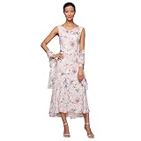 Alex Evenings Women's Sleeveless Printed Chiffon Dress with Shawl, Blush Multi, 14