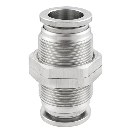 Yoebor Unión neumática de acero inoxidable 304 para conectar mamparo de 1/2 pulgada OD x 1/2 pulgada OD, 1 unidad