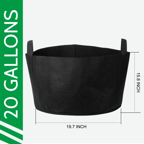 Jeria 12-Pack 20 Gallon, Vegetable/Flower/Plant Grow Bags, Aeration Fabric Pots With Handles (Black), Come With 12 Pcs Plant Labels #TOP1