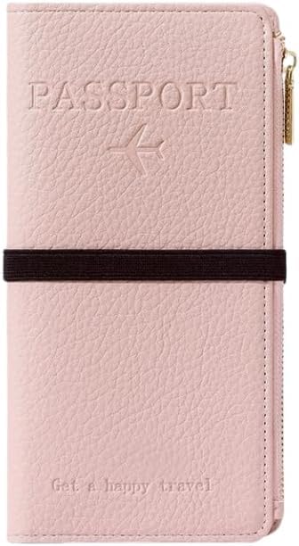 Passport Cover for Men Passport Cover for Women Passport Pouch Passport Holder for Men Travel Organizer Pouch for Passport Wallet with Zipper Case Pu Leather, Pink-image-23