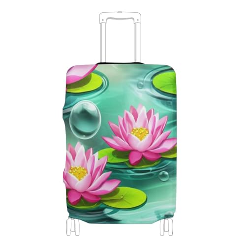 Joisal Luggage Cover for Suitcase Protector Trip Pink Lotus Flowers Green Water Baggage Floral Travel Vacation Essentials, S, Fits 18-20 Inch Case