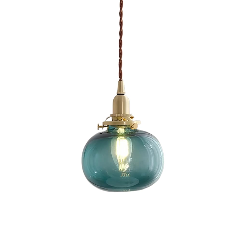 LYMSXAZOU 5″ Glass Pendant Lamp Kitchen Island Lighting Globe Small Handblown Light Shade Ceiling Lamps for Dining Room Chandelier