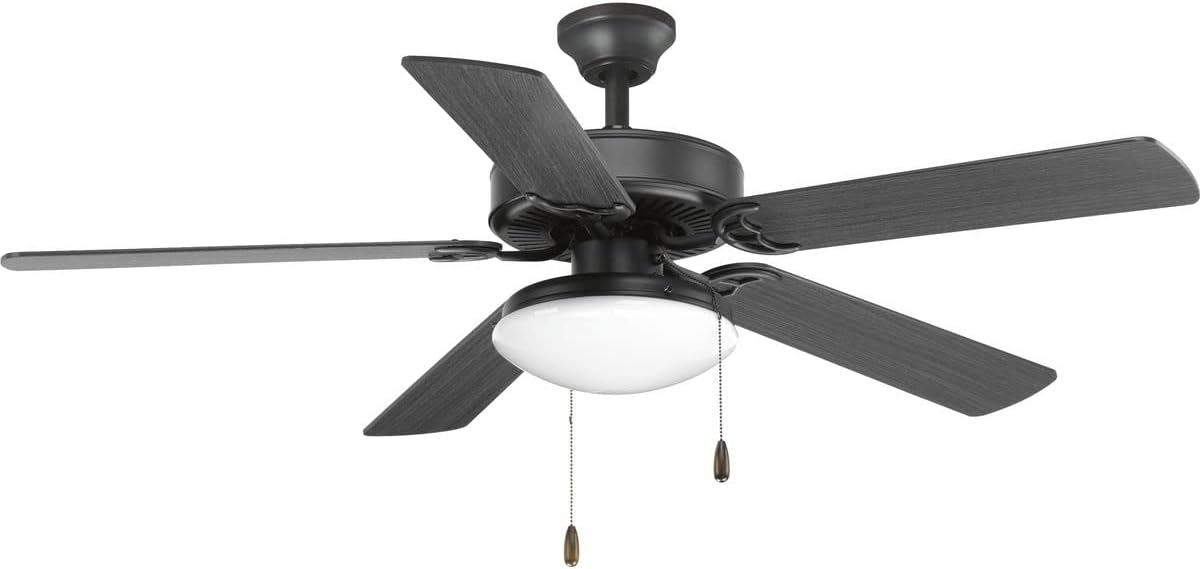 Progress Lighting 2-Light Ceiling Fan Light Kit for AirPro Collection Ceiling Fans, Modern Tranisitonal Style with Wide Low Profile Opal Glass Diffuser, Includes 2 LED Light Bulbs, Graphite