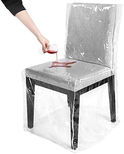 SIWUTIAO 2 Pack Full-Size Plastic Dining Chair Covers,Clear PVC Seat Protectors for Dining Room, Waterproof and Dustproof Chair Slipcover