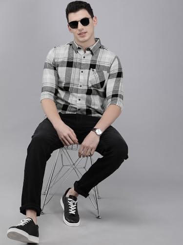 Image of Men Slim Button-Down Flannel Shirt