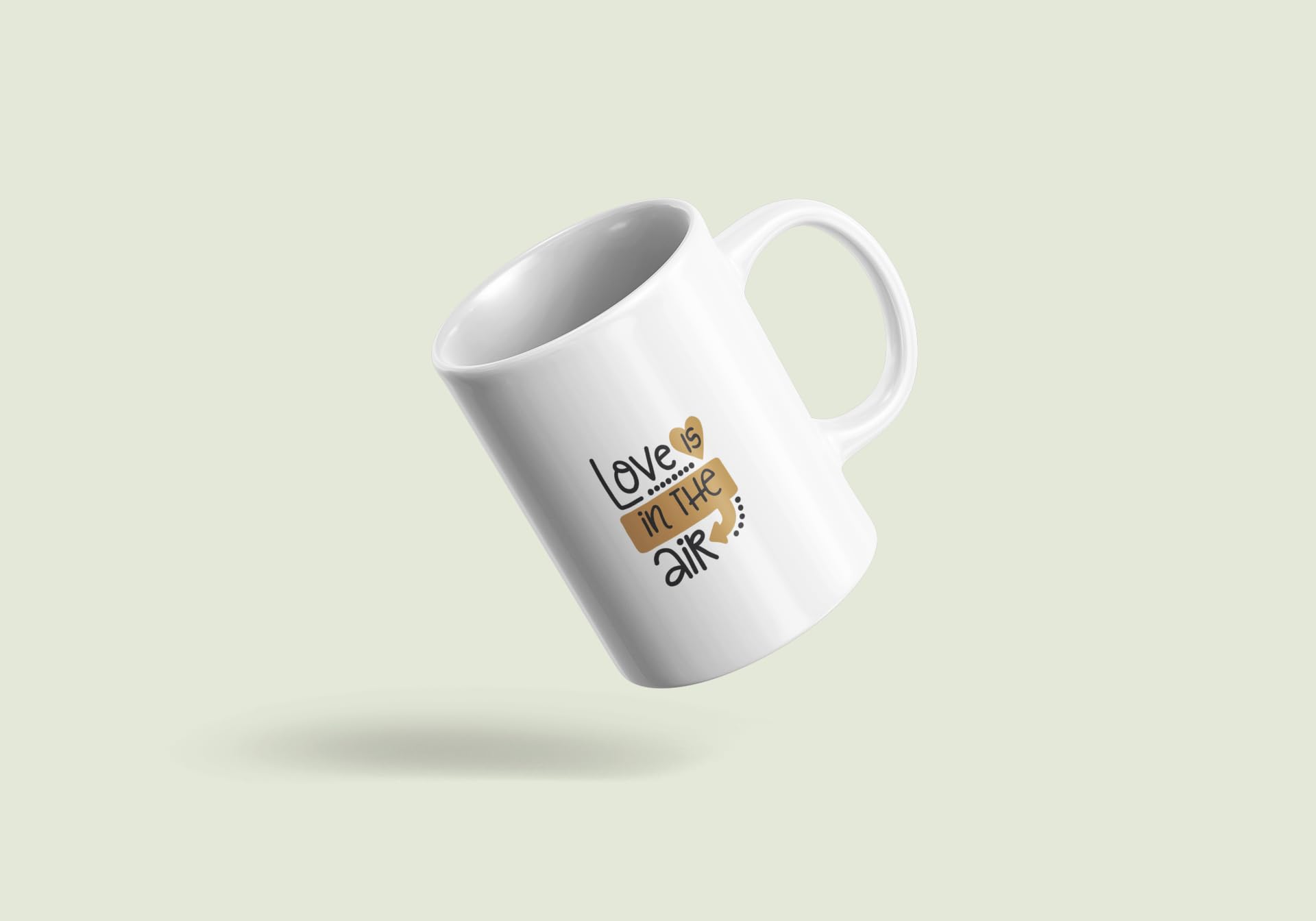 Yellow Orrange Love is in The air Printed Ceramic Coffee Mug 250 Ml 1