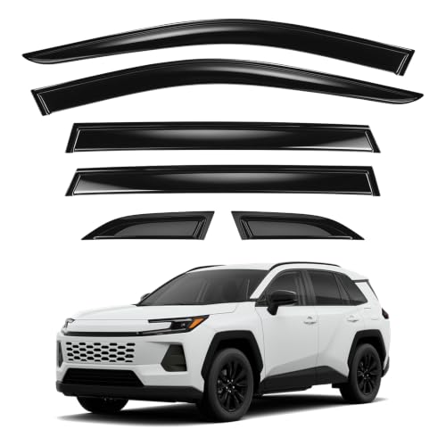 Image of Tape-On Rain Guards for Rav4 2026+, Side Window Deflectors Visor Rain Guards Vent Guard Shade Deflectors Compatible with Toyota Rav4 Accessories 2026 2027 6-Pack