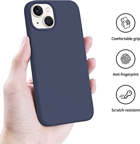 Image of DIZORO Compatible with iPhone 13 Case, Liquid Silicone Case, Full Body Protective Cover, Shockproof, Slim Phone Case, Anti-Scratch Soft Microfiber Lining, (6.1 inch Navy Blue)