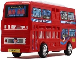 NeoKiddo Toys Friction Powered Big Size Red Plastic Double Decker Bus Toy For Kids Durable, Fun, And Interactive Play Vehicle