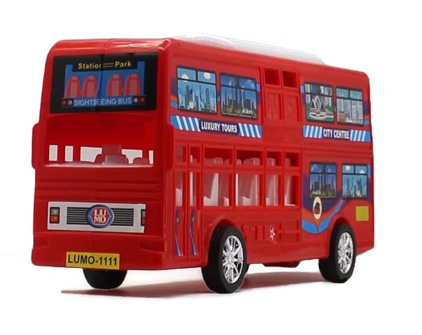 NeoKiddo Toys Friction Powered Big Size Red Plastic Double Decker Bus Toy For Kids Durable, Fun, And Interactive Play Vehicle