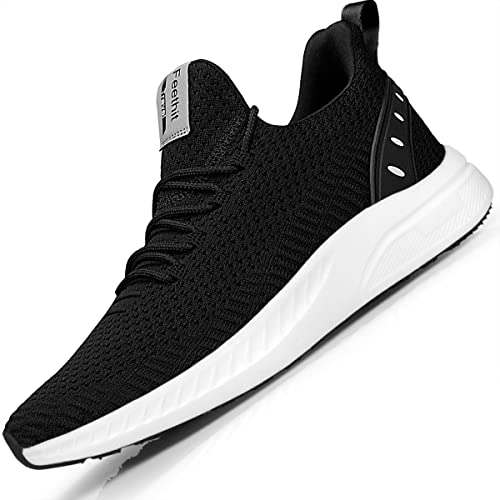 Feethit Herren-Wanderschuhe, rutschfest, leicht, Tennisschuhe, atmungsaktiv, Workout-Schuhe, bequem, modische Sneaker, Schwarz / Weiß, 8.5, HT-02-AB-W-1-41-US