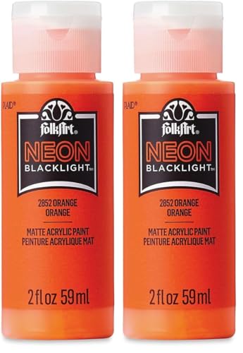 Image of FolkArt Neon Acrylic Paint in Assorted Colors (2 Ounce), 2852 Neon Orange (Pack of 2)