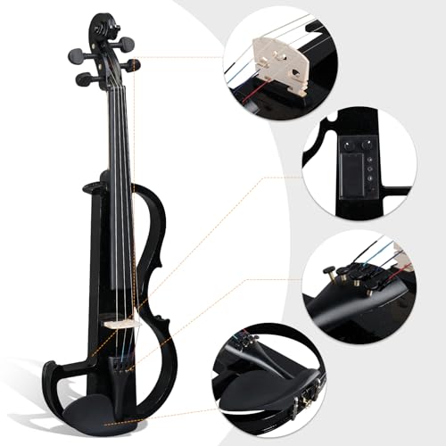 Pinikuyiro Electric Violin Full Size 4/4, Black Silent Electric Violin thumb #3