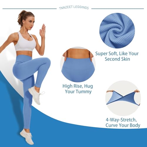Image of TNNZEET High Waisted Leggings for Women - No See Through Tummy Control Cycling Workout Yoga Pants with Pockets Reg & Plus