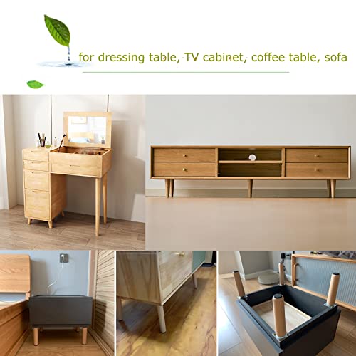 Patas de madera para mesa y sofá de 10 cm con almohadillas y perno roscado M8 6