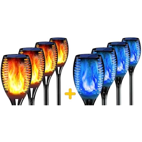 8PCs Solar Torch Lights Outdoor, 43 inch 96 LED, Waterproof Landscape Garden Pathway Light with Vivid Dancing Flickering Flames, with Auto On/Off Dusk to Dawn, for Christmas Lights Decoration Cover