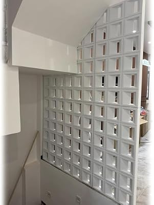 Rectangular Component Brick 23.6x47.2in/ 23.6x23.6in White PU Hollow Bricks for Attic Staircase Partition Decoration, Double-Sided/Single-Sided Portable Partition Screen Wall(White-Single-sided,1pc 23