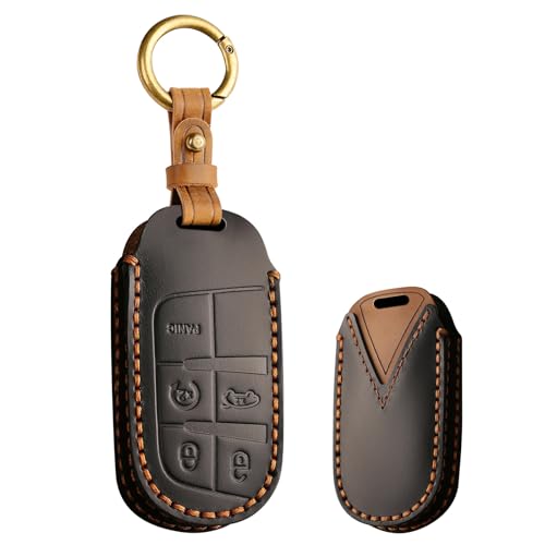 Coque de protection en cuir pour clé Jeep : étui complet pour clé connectée de voiture