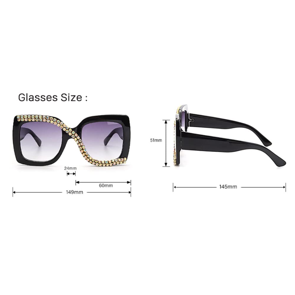 Diamentowe kwadratowe okulary przeciwsłoneczne damskie Vintage okulary przeciwsłoneczne oversize kawałek Rhinestone okulary odcienie