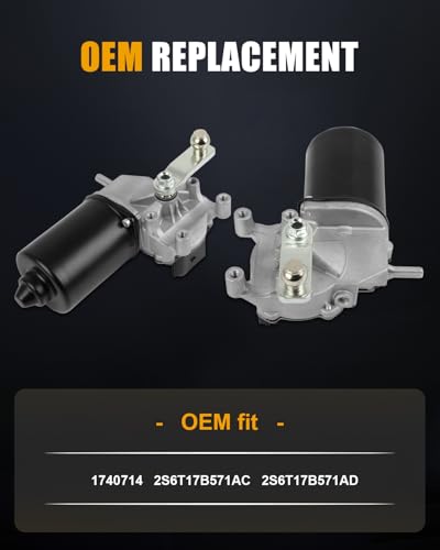 Image of ROADFAR Front Windshield Wiper Motor Replacement for Ford for Fiesta V (JH , JD ) 2001-2008,for Ford for Fiesta V Van 2003-2010 1740714,2S6T17B571AC Wiper Motor 5 Pins