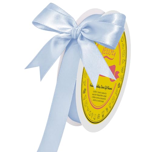 Image of Double Face Blue Bell Satin Ribbon 5 /8 Inch x 50 Yards Polyester Ribbon for Gift Wrapping Easter Weddings Party Decorations Hair Bows Invitations