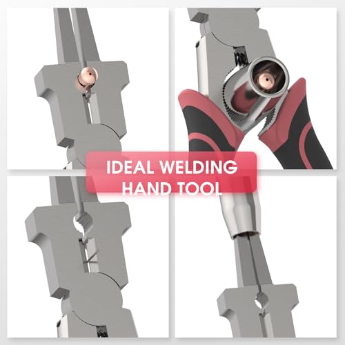 Image of YESWELDER 8 inch MIG Welding Pliers, Anti-Rust and Durable High-Carbon Steel, Black&Pink All-In-One Multifunctional MIG Pliers for Professional Welding