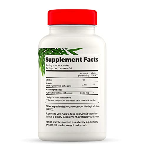 Full Life Hydrolyzed Collagen Supplements - Bovine Collagen Pills For Women And Men - Kosher Collagen Capsules, Gluten-Free - 90 Veggie Capsules 2,500Mg #TOP5