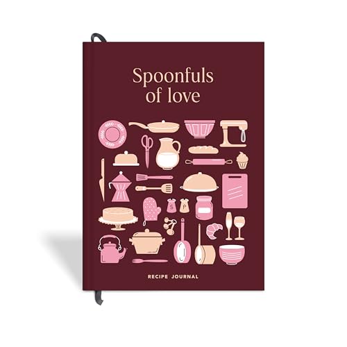 Image of 7mm Recipe Journal | Spoonfuls of Love | Make your own Recipe and Cook Book | Kitchen Essential | A5 Size | 4 Sticker sheets | Hardbound and Laminated |14.8 X 21 cms | Maroon