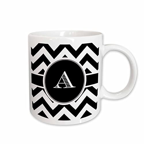 3dRose Black and white chevron monogram initial A 11oz Mug