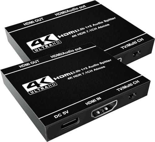 Logianami HDMI スプリッター 分配器 1x2 4K 60Hz デュアルモニター用 HDR Dolby Vision Atmos互換 (2台セット)