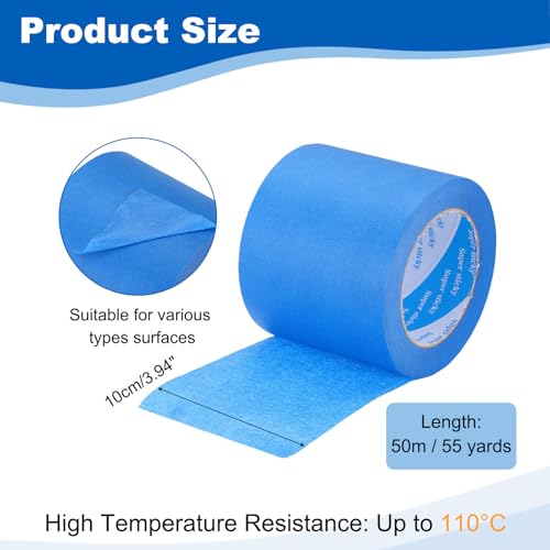 Image of PATIKIL Painters Tape 4 Inch x 55 Yards, Adhesive Masking Tape Blue Paint Tapes for Wall Painting DIY Artist Craft Arts Decoration Labeling