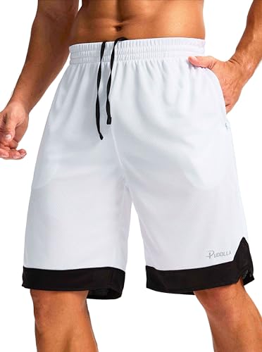Pudolla Men's Basketball Shorts with Zipper Pockets 11