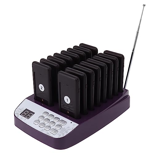 Zunate Restaurant Buzzer Pagers, Food Truck Pager System, Restaurant Waiting Buzzers, 16 Order Beeper with Vibration, Flashing and Buzzer for Restaurant,Food Truck,Church (US Plug)