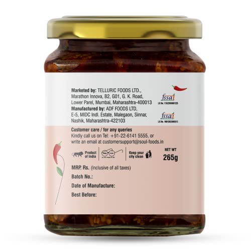 Image of ADF Soul Spicy red chilli pickle made in 100% Olive Oil | Hot, hearty and handcrafted | 265g