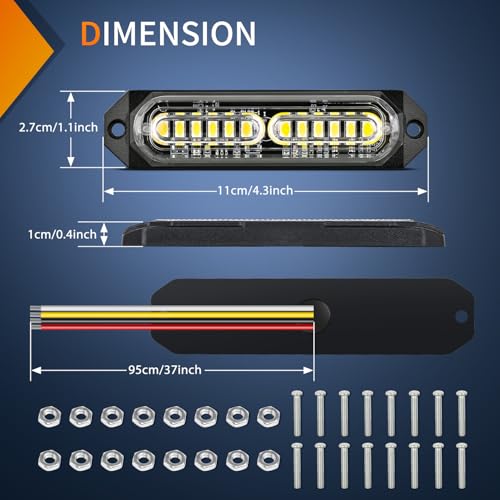 Image of Nilight 8PCS LED Strobe Lights 12V 24V Amber White Sync Feature Ultra Slim