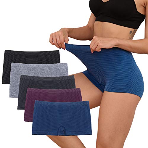 LALESTE Women's Boyshort Panties Seamless Underwear No Show cheeky Panty Soft Stretch Boxer Briefs Multi (Colors,Packs of 5)