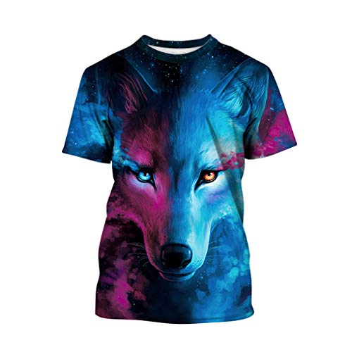 Clearance Girls Boys Short Sleeve T-Shirt Tee Summer Clothes 7-10 Years Old Teen Youth 3D Print Cartoon Tops (7-8 Years Old, Blue)