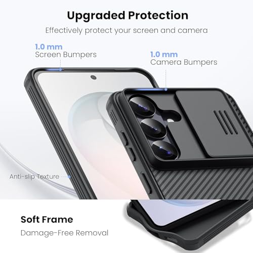 Image of Nilkin Classic Series for Samsung S26 Plus (s26+) Case with Camera Cover, [Camera Lens Protector] [Scratch-Resistant] [360 Full Protection] Shockproof Slim Phone Case (Black, S26Plus)