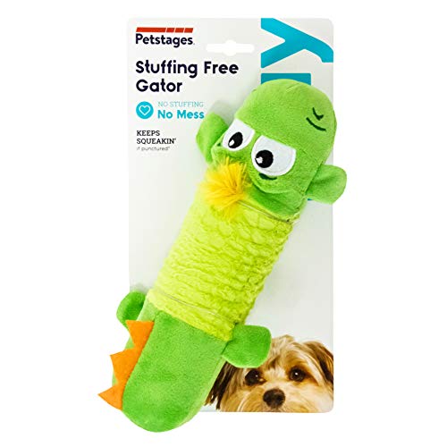 Petstages Stuffing-Free Big Squeak Gator Plush Dog Toy, Medium - Thumbnail 2