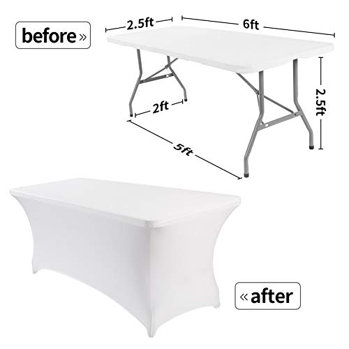 Image of 6FT Rectangular Fitted Spandex Table Cover Polyester Tablecloth Stretch Spandex Table Cover for Wedding and Party (6ft, Black)