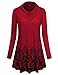 Gaharu Fall Tunic, Womens Cowl Neck Tunic Tops Casual Winter Long Sleeve Floral Printed Flowy Blouse Shirt (X-Large,Wine)