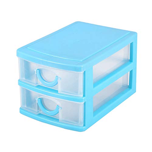 Liyeehao Organizador de cajones de 2/3 Capas, Caja de Almacenamiento de Mini cajones de plástico, Caja de contenedor de Maquillaje Desmontable para Dormitorio, Cocina(2 Layers Blue)