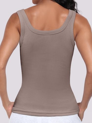 Image of ANRABESS Womens Sleeveless Scoop Neck Tank Top Ribbed Fitted Summer Basic Slim Cute Tops 2026