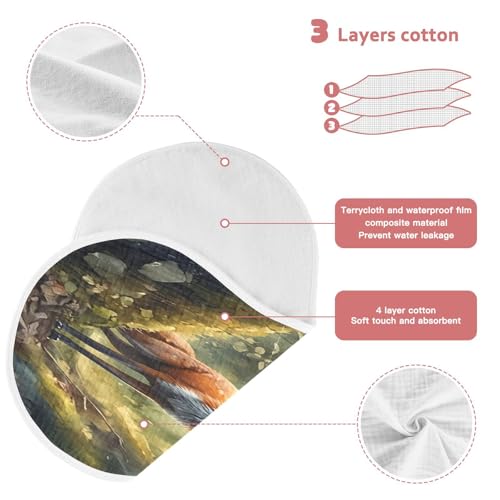 J JOYSAY Fox Yellow Baby Burp Cloths for Boys Girls Large 22''x11'' Cotton 4 Layer Baby Washcloth for Drool Unisex one sizex13