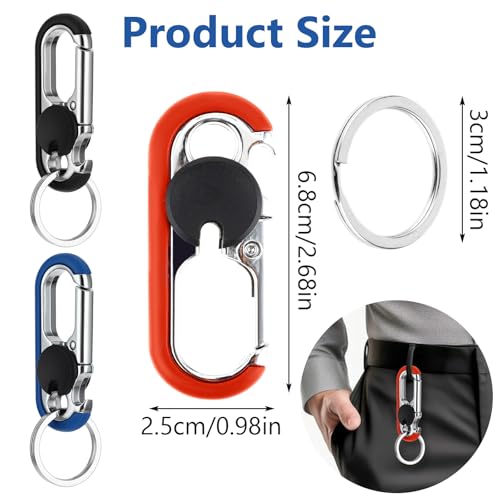 Image of Ouligay 2PCS Mens Keychains for Car Keys Heavy Duty Key Ring, Multi-functional Bottle Opener Keychain for Men, Anti-Loss